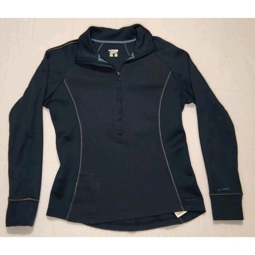 Columbia Women's Medium Half-Zip Pullover Bluish Gray Cotton Polyester Base